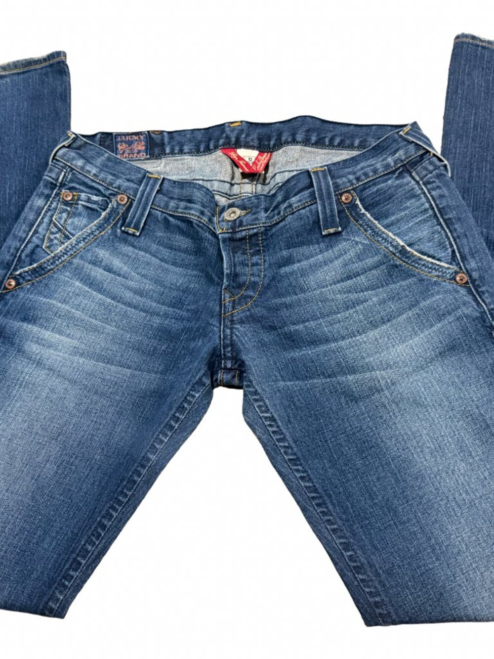 Lucky Brand Lil Maggie Flare Jeans Size 8 29 Long Inseam Flap Pocket Y2K